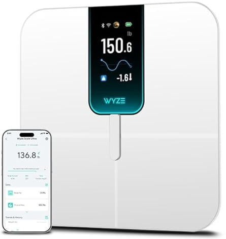 Wyze Scale Ultra, Smart Scale with 4.3 Color Display, Digital Scale for Body Weight BMI Muscle Mass, Heart Rate Monitor, Wi-Fi & Bluetooth Weight Scale with Baby/Pet/Luggage Mode, 400lbs