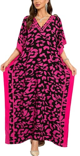 YouKD Dam sommar lång kaftan maxi bohemisk klänning strand täckande rock rymlig kimono en storlek, F Färg 22, one size