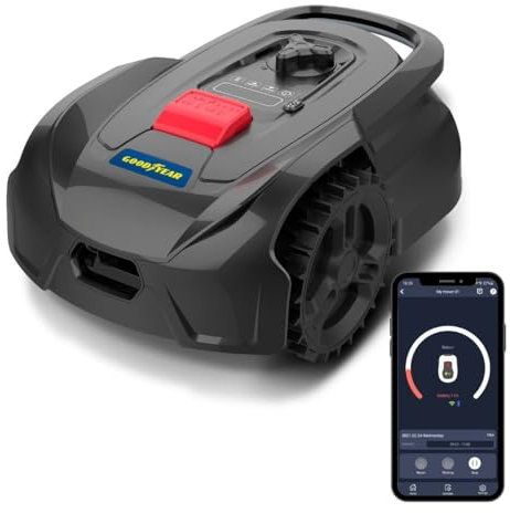 GOODYEAR - Robot tosaerba collegato silenzioso - Falciatrice giardino 500 m2 cavo periferico 300 m + stazione di ricarica - Controllo via applicazione