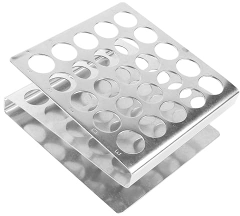 TOPBATHY Reagenzglashalter Aus Edelstahl Z-Förmig Mit 25 Löchern 17Mm Labor Reagenzglasständer Stabil Kompakt Für Wissenschaftliche Aufbewahrung