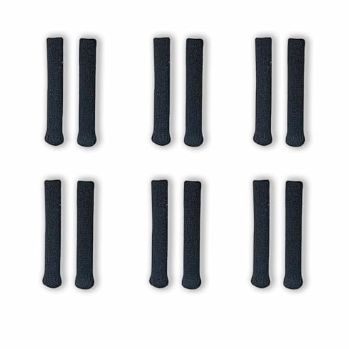 6 Pair Glasses Ear Cushions | Glasses Arm Cushion | Glasses Arm Grips - Nylon Temple Sleeves with Non-Slip Grip, Comfort Fit for Eyeglasses & Sunglasses (Black, Soft Knitting Tips)