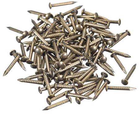 sourcing map 420Pcs Small Tiny Nails 1.2x10mm(DXL) Tiny Brass Nails Hardware Round Head Brass Nail for Wooden DIY Projects Decorative Boxes Household, Bronze Tone