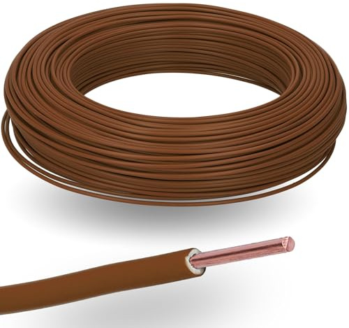 Kalitec 100 m H07V-U 1 x 2,5 mm² Marron - Fil de Câblage Rigide en PVC | Fil monoconducteur ignifuge 450/750 V pour armoires électriques et luminaires. Installation sur ou sous plâtre.
