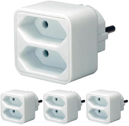 Brennenstuhl Mehrfachsteckdose (Steckdosenadapter 2-Fach Eurosteckdose mit erhöhtem Berührungsschutz) weiß (Packung mit 4)