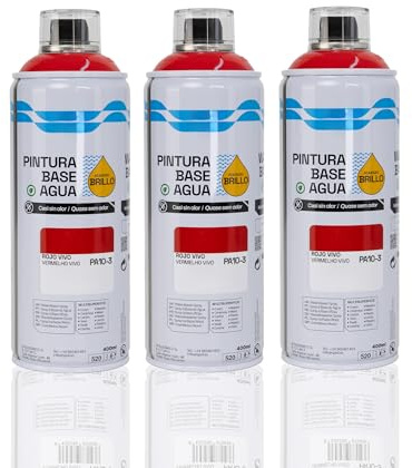 BESCH Pintura en Spray Base Agua 400ml – Ecológica, Sin Olor, para Madera, Plástico, Metal y Cartón – Cobertura Uniforme y Secado Rápido - Rojo Vivo, Pack de 3 unidades