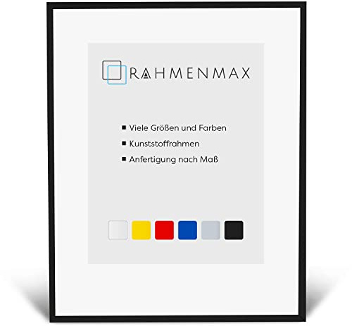 Kunststoff Bilderrahmen Texas für Bild 38x52cm Schwarz mit Acrylglas | mit 1mm Antireflex Acrylglas/Rückwand Weiß/Posterrahmen/Maßanfertigung möglich/Aufhänger für Hoch- und Querformat