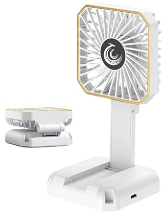 Xiixuuj Hand Held Fan - Portable Foldable Neck Personal Fan,Air Cooler 3 Speeds with Phone Stand, Battery Operated Cool Gadgets for Men Women Girls Outdoor Travel