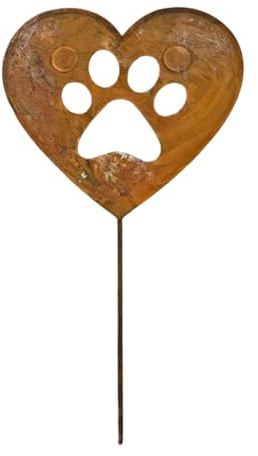 Unique Rusty Finish Heart Shape Garden Stake Iron Art Decorative Ground Stake For Lawns Climbing Plant Vine Yard