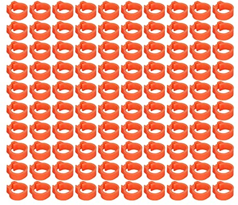 Qudinip 100pcs 8mm -Taubenbeinringe, Plastikausweisbänder für die Geflügelmarkierung, mit Einer Einfachen Installation Wiederverwendbares Design für die Verfolgung von Taubkostenalter (Orange rot)