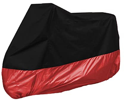 ABOOFAN Funda Moto Xl para Exterior Protectora Antilluvia y Bloqueo Solar para Motocicletas Scooters y Atv Diseño Negro y Rojo con Seguro y Bolsita de Almacenamiento