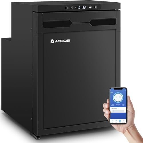 AAOBOSI Campervan Fridge 45L with APP,12V Fridge for Campervan, Motorhome