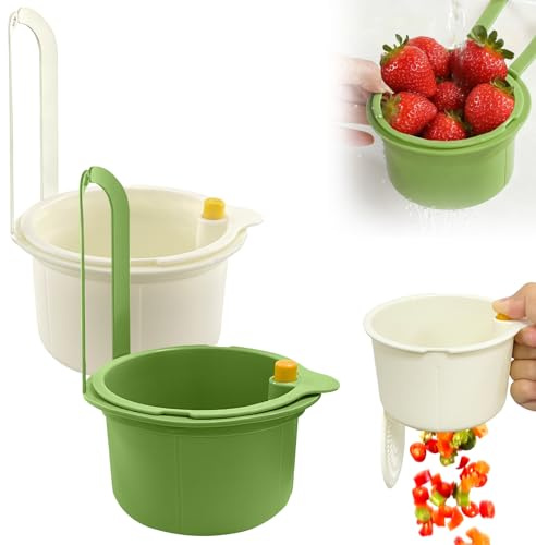 2er Set Sieb für SpüLbecken, Wasserhahn Hängesieb Spülbecken, Snap-Button Kunststoff Abtropfkorb, Abnehmbare Waschbecken Sieb, für Waschen Organizer in Küche(Grün+Weiß)