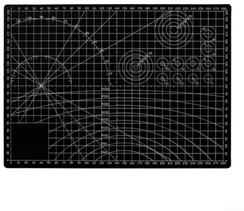 Tappetino da taglio impermeabile su entrambi i lati con griglia di misurazione trasparente per cucito e intaglio precisi, spessore 3 mm, adatto per vari usi artigianali (A-4 nero)