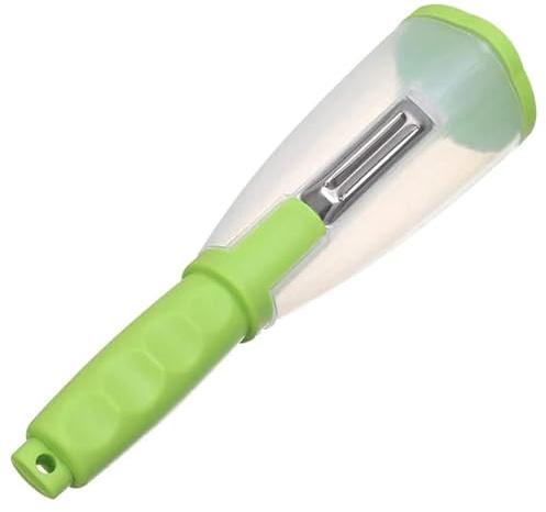 Pelador de Verduras 2 en 1 con Contenedor - Rallador y Pelador para Patatas, Zanahorias, Manzanas | Diseño Ergonómico, Fácil Almacenaje y Limpieza | Apto para Lavavajillas