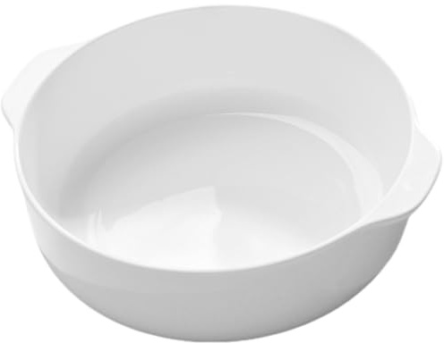jojofuny Teglia in Ceramica Bianca 7 Pollici con Doppio Manico Ciotola per Insalata e Condimenti Resistente al Calore per Uso in Forno Microonde e Lavastoviglie Adatta per Ristoranti e
