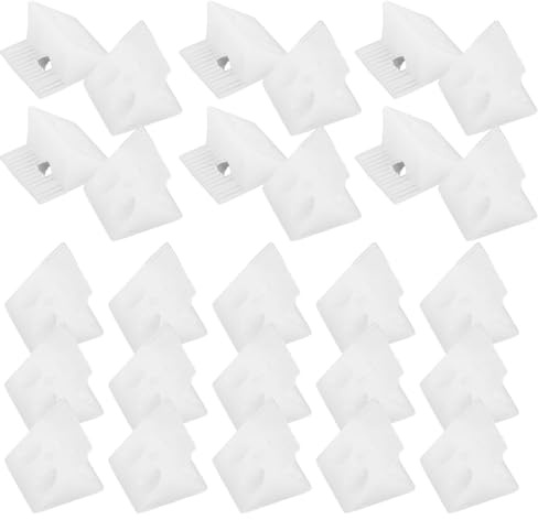 IWOWHERO 100 piezas Cuñas de Reparación para Soportes Plásticos con Tornillos Refuerzo Estable para Fondo y Estantes de Armario Ángulo Código para Muebles