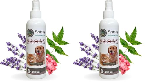 KRISLIN Spray Repelente para Perros | con 3 Activos Naturales: Margosa, Geraniol y Lavandino | Protege contra Insectos | Cítrico | 250ml (Paquete de 2)