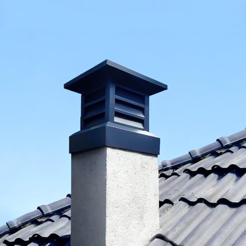 Cappello Camino in Lega di Alluminio, 250 300 350 mm Copertura per Canna Fumaria, Comignolo Stufa A Pellet con Base Quadrata, Alla Pioggia, Agli Insetti e Agli Uccelli(250x250 mm)