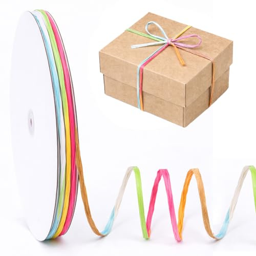 jijAcraft Papierbast Band Pastell 80m: Papier Bastband für Geschenk, Raffiaband zum Basteln, Geschenkband Papier für Geschenkverpackung, Floristik und Basteln
