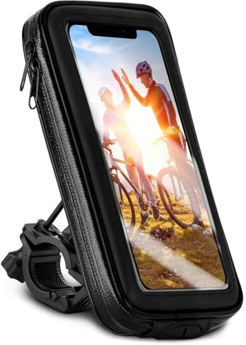 moex Fahrradtasche für iPhone 17 Pro Handyhalterung Fahrrad Lenker wasserdicht, Lenkertasche mit Touch Fenster, Fahrradhalterung Handy 360 Grad drehbar, eBike Halterung, Schwarz