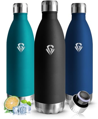Mujigaga Borraccia Termica 1 litro, Borraccia Palestra Senza BPA, Isolamento Sottovuoto, Borracce Acciaio Inox, Bottiglia Termica a Prova di Perdite per Campeggio, Gym, Fitness