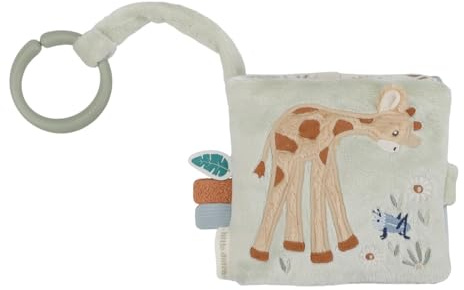 Little Dutch Buggybuch Safari Friends Stoffbuch Fühlbuch Bilderbuch Knisterbuch zum Aufhängen für Kinderwagen und Babyschale für Babys ab der Geburt Unisex grün