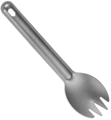 KIPTVO Titanium Spork, Long Handle Camping Cutlery, Spork Titanium for Hiking, Durable Travel Spoon, Light Outdoor Cutlery, Multifunctional Camping Spoon, SporkCamping for Backpack Picnic Utensil