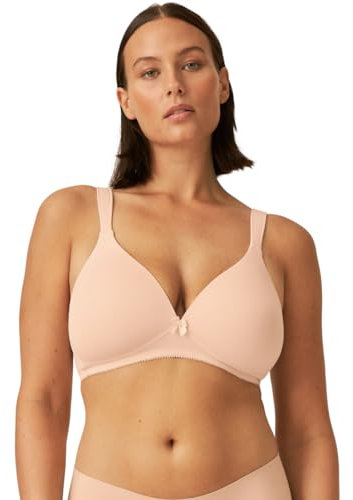 Naturana® BH Damen ohne Bügel [Cup A-D] I 100% Gepolsterte Träger I BH ohne Bügel mit nahtlosen Cups I Damen BH mit Unterbrustband 100 Light Beige A