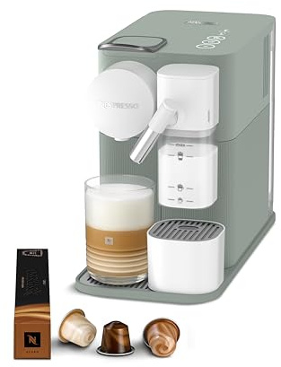 De’Longhi Nespresso Lattissima One – Kapselmaschine mit automatischem Milchsystem, 19-Bar-Druck & schnellem Aufheizen, kompaktes Design, Dark Sage (EN510.GR) | Automatische Milchrezepte, cremiger Milchschaum, personalisierte Cappuccino- und Latte-Zubereitungen