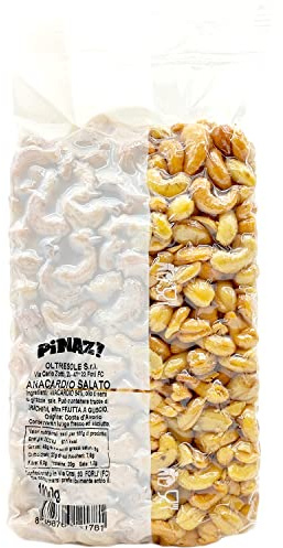 Oltresole - Geröstete und gesalzene Cashews 1 Kg - schneller und salziger Energiesnack, ausgewählte Trockenfrüchte in vakuumverpackter Verpackung
