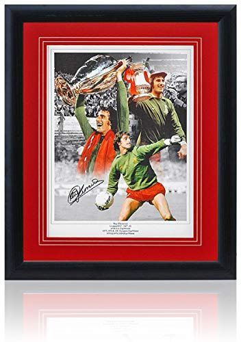 Ray Clemence Coppa Europea firmato a mano 30,5 x 30,5 cm Liverpool Montage AFTAL COA
