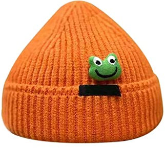 ikasus Damen Winter Mütze Frosch Hut Strickmütze Knitted Hat Beanie Mütze Warm Weich Mütze Wintermütze Warme Modehüte für Damen Und Mädchen (Orange)