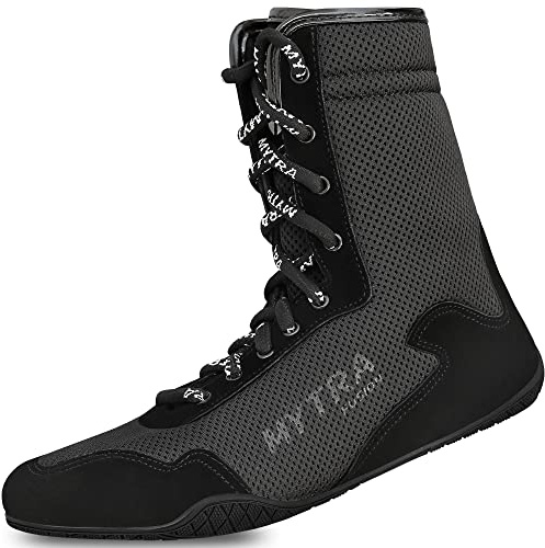 Mytra Fusion Botas boxeo Cuero De Gamuza Botas de boxeo para Junior, Chicos y botas de boxeo hombre (44, Black)
