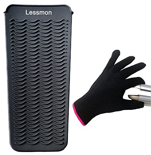 Lessmon Hitzebeständiger Mattenbeutel mit Handschuh für Styling-Tools | Passend für Lockenstäbe & Glätteisen, Hitzebeständiges Material, Schützt Werkzeuge vor Staub & Kratzern, Kompakt für Reisen