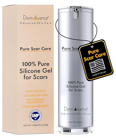 DermAvance Pure Scar Care Medical Grade Silicone Gel for Surgical and Facial Marks - Silicone Cream for Effective Scar Management - 1.05822 fl oz (30g), Clear