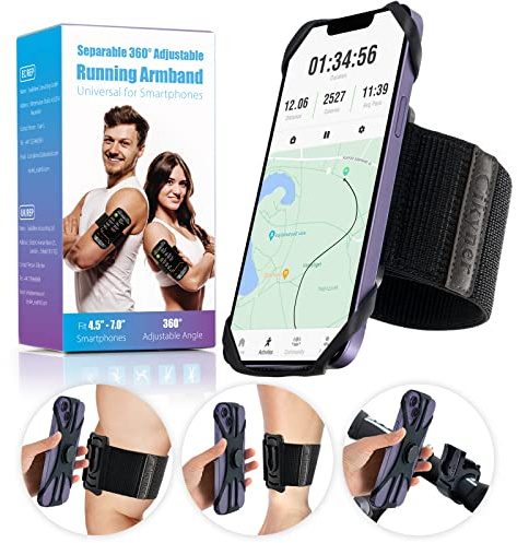 Cikyner Sportarmband Handy, 3 in 1 Handytasche Handyhalterung Laufen Fahrrad 360° Drehbar & Abnehmbar Handyarmband Handyhalter Joggen für 4.5-7'' iPhone Huawei für Laufen Wandern