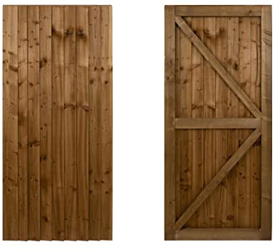 Featheredge Wooden Garden and Side Gates, Fully Framed and Capped (v2)(H-1500, W-1325, Brown Finish)
