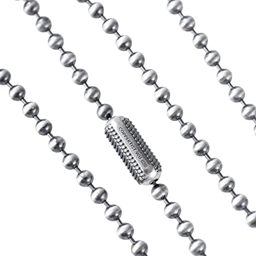 COPPERTIST.WU Schlangenschuppen-Kette, Oxidiertes Silber, 65 cm | 4 mm Kugelkette, Verschluss-Halskette, Modeschmuck, Für Männer und Frauen