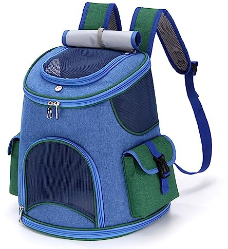 FUNAT Haustier Rucksack für Reisen Portable Katzentasche, Hund Mesh Atmungsaktiver Faltbarer Rucksack, Hund Reisetasche für Wandern Fahrrad und Motorrad zu Fuß
