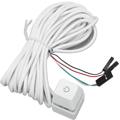 CCYLEZ Bouton d'alimentation PC Externe Blanc, clé Mécanique Interrupteur Bleu rétro-éclairé Plug and Play PC Bouton d'alimentation pour Ordinateur de Bureau Bureau Jeu Ordinateur
