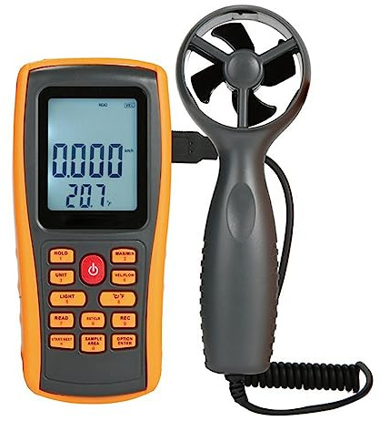 Anemometer Handheld Anemometer CFM Air Flow Meter, for HVAC Wind Speed Meter Wind Velocity Airflow Tester Gauge Industrial Airflow Data Logger Monitor Test with Backlight Display