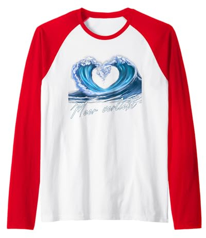 Meer verliebt, Ostsee, Nordsee, Welle, Herz Raglan