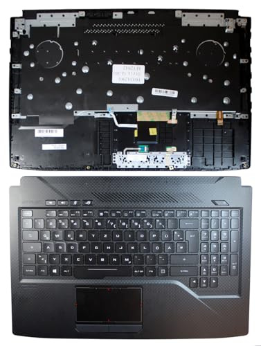 Power4Laptops Tysk med Topcase och Touch Pad svart ersättning laptop tangentbord kompatibel med Asus GL503VD-GZ410T