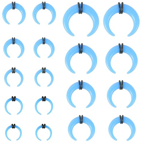 ZS 9 Paar Pincher Tapers Septumringe, Acryl Buffalo Stretcher Expander Piercing Kit zum Dehnen von durchbohrten Nasen Ohr Messgeräten 9 Größe 14G-00G (Blau)