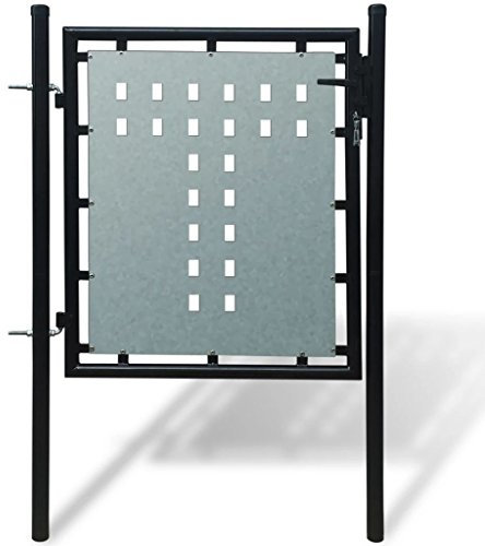 Tidyard Zauntor (Einzeltor) Gartentor,Gartentür Tür Hoftür Gitterzaun Tor Zauntor Gartenpforte Zauntür Schwarz 100x125 cm