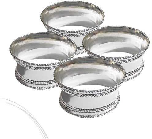Kedelhoff Serviettenringe 4er Set Klassisch - Versilberte Serviettenringe in Handarbeit I Servietten Ringe Rund, anlaufgeschützt und ø 5cm