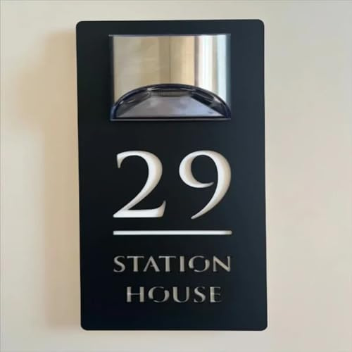 Letrero de número de casa moderno con nombre de calle para exterior, placa de dirección LED personalizada, placa de nombre de puerta, letreros de dirección iluminados para jardín, patio, hogar, casas