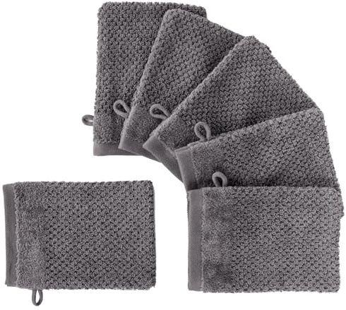 Pure Label Waschlappen 6er-Pack 16x21cm aus 100% Baumwolle - Anthrazit | Waschbar bis 60∘C, trocknergeeignet - weich & saugstark