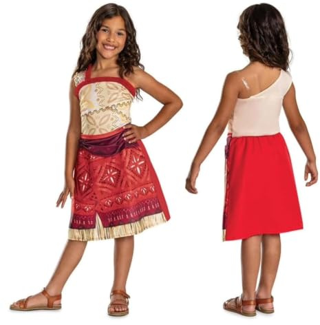 Disney Moana 2 maskeraddräkt för barn, officiellt licensierad Moana-kostym, intrikade tryckta detaljer, inspirerad av Moana 2 Movie, 3-4, 4-6 och 7-8 år