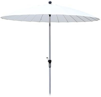Sonnenschirm Gartenschirm für den Außenbereich, rund Shanghai-Terrassenschirm 250 cm mit Neigung und Kurbel, faltbarer Aluminium-Balkonschirm Sonnenschutz, weiß